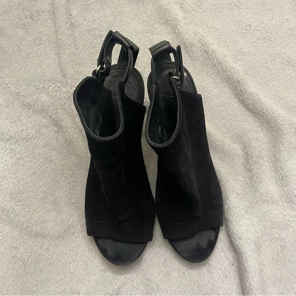 VINCE Addison Black Suede Leather Open Toe Heeled Booties Size 8.5 - Picture 7 of 8